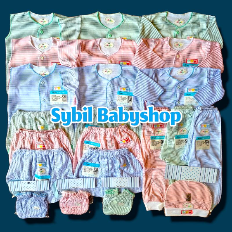 Paket Lengkap Baju Bayi NB Miyo GARIS SALUR 0-6 Bln Isi 31 Pcs |  Kado Bayi
