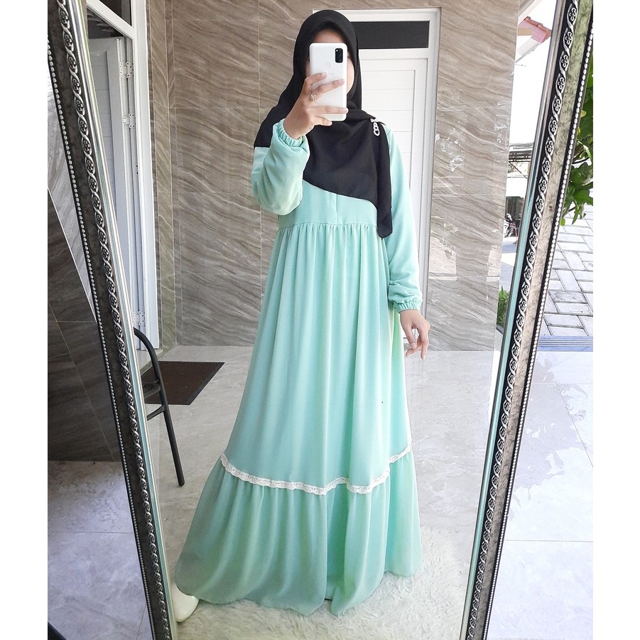 Gamis Ceruty Babydoll Full Furing List Renda/ Gamis Ceruty Babydoll Terbaru nuha