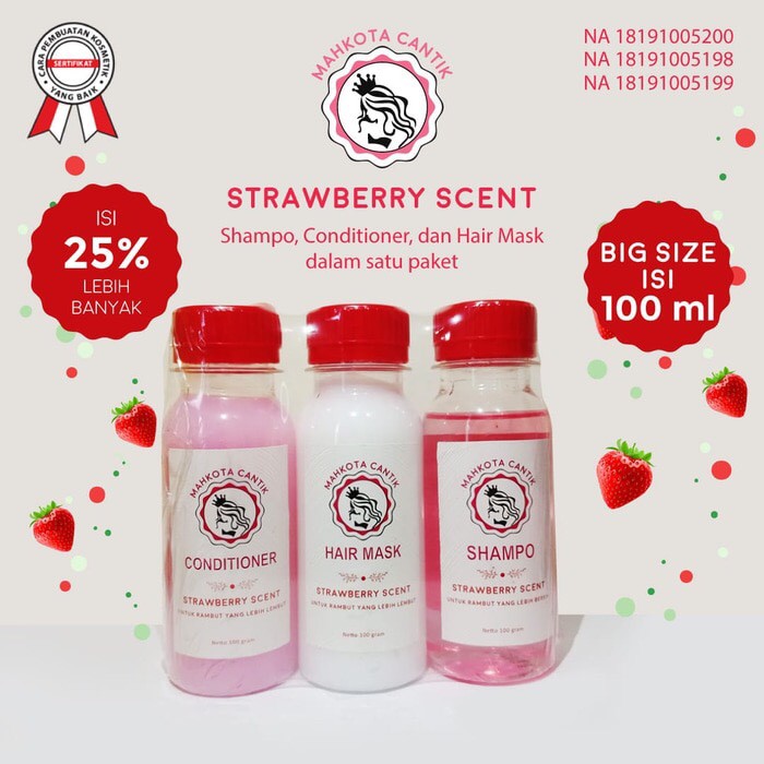 SHAMPO PELURUS RAMBUT 3 in 1 MAHKOTA CANTIK bpom ukuran besar 100ml