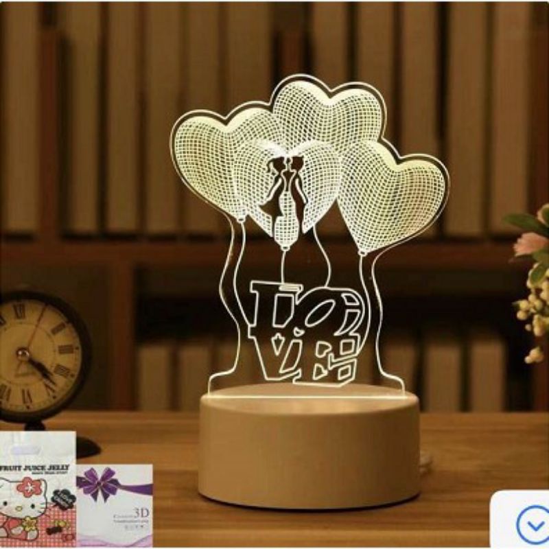 Lampu Hias 3d Motif Love Balon dekorasi Kamar