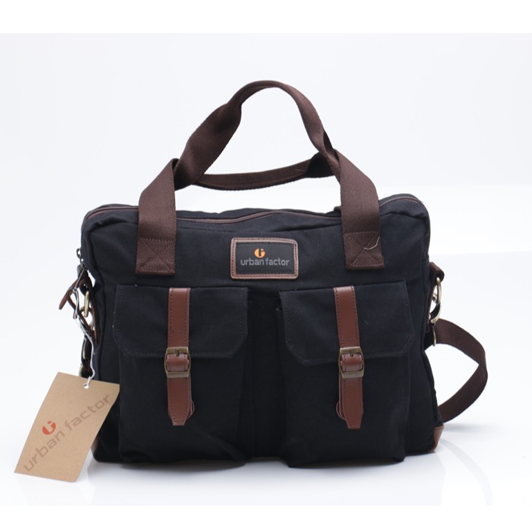 BUSY BLACK |Urban Factor x FORIND| Tas Slempang Laptop Messenger Pria Wanita Slingbag Original Baru