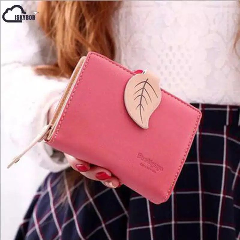 Dompet Wanita Lucu Elegan Bahan Taiga  - DOMPET DAUN MINI - Dompet Lipat Mini