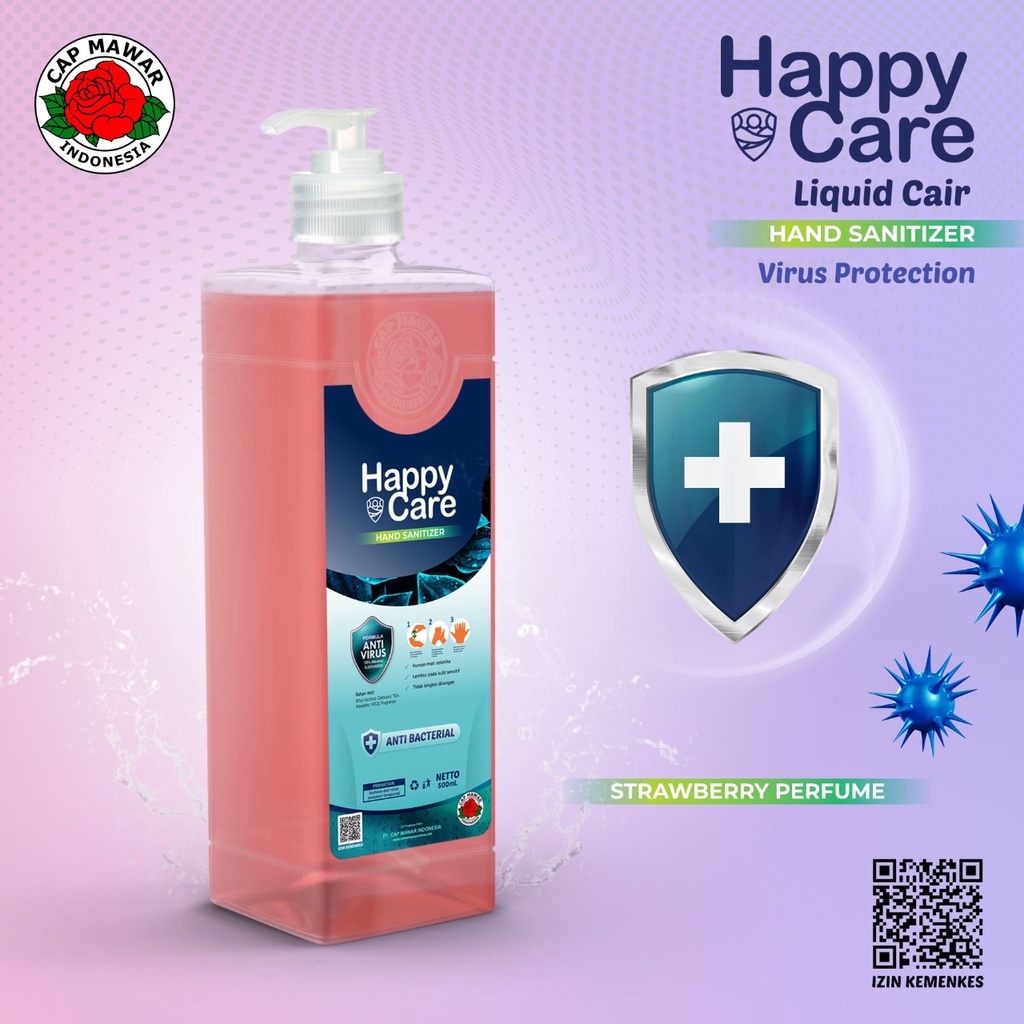 Hand Sanitizer Cair Liquid Anti Bacterial Perawatan Tangan 500ml Happy Care