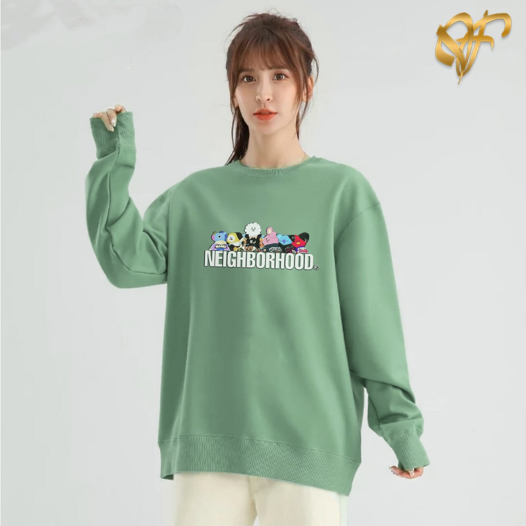 Sweater Neighborhood X BTS BT21 Pria &amp; Wanita | Sweater Korea Style Fleece Cotton | Dhea Fashion