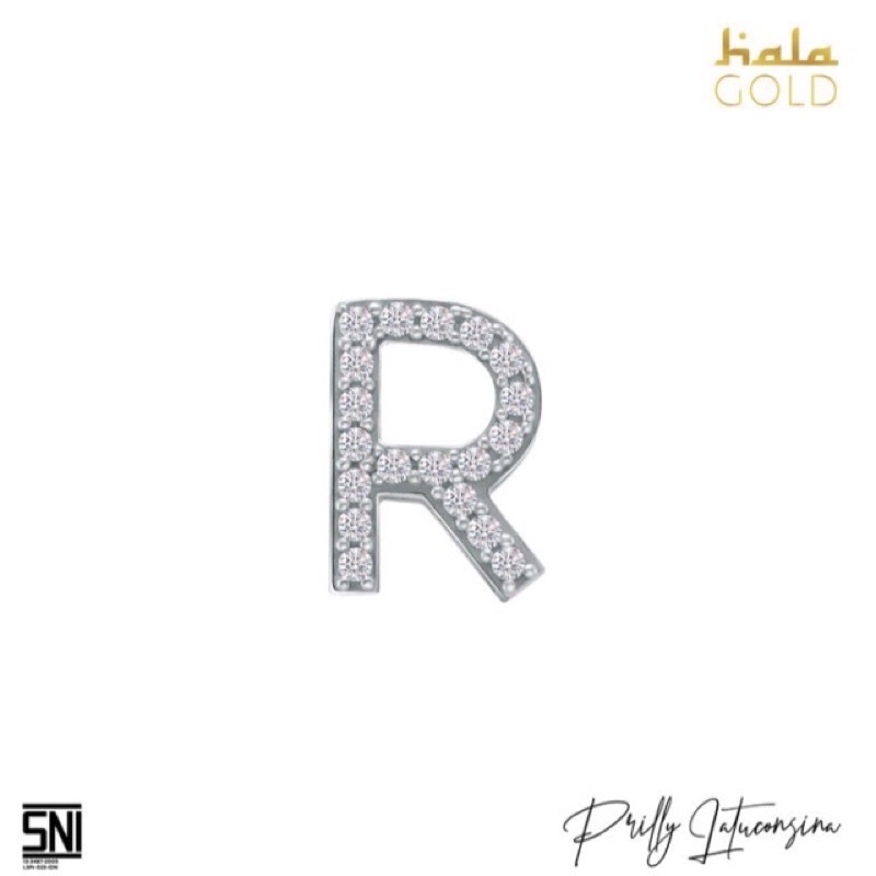Liontin hala inisial huruf R elegant emas asli