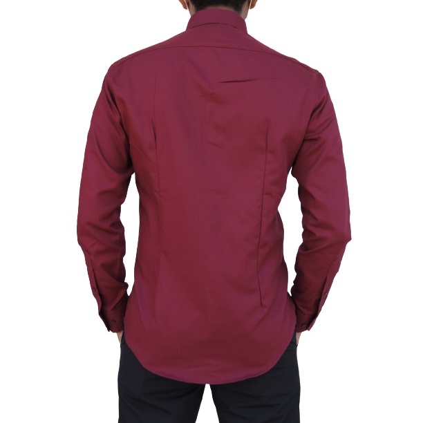 COD Kemeja Pria Stanley Adams Merah Maroon Lengan Panjang 04 Slimfit 100% Original Brand