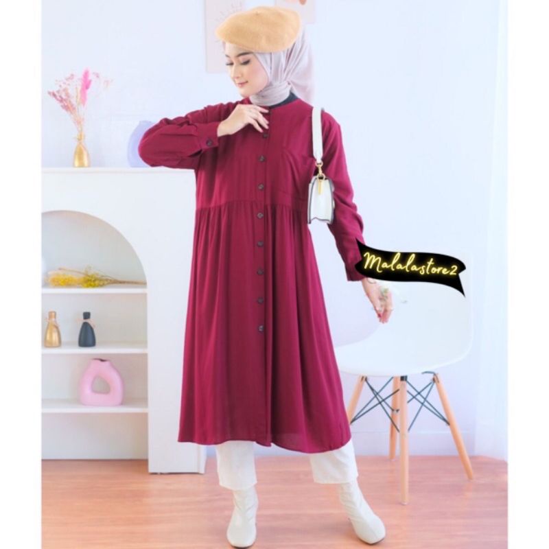 Dress Midi Rayon Premium Fashion Wanita Isyana Midi Dress Fashion Murah