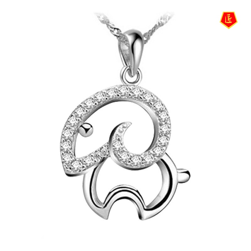 [Ready Stock]Zodiac Sheep Hollow out Silver Necklace Elegant Fashion