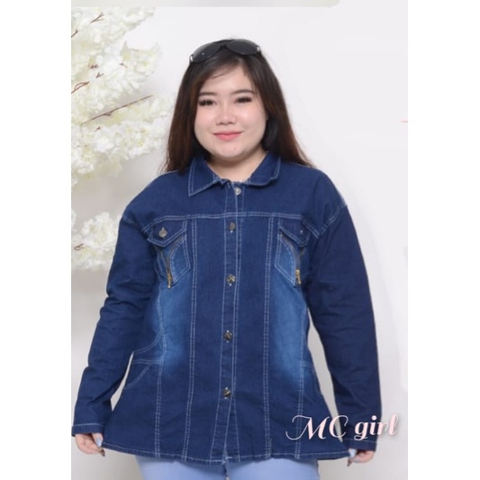 ( Bisa COD ) MC girl Jaket Jeans Ibu Ibu / Jaket Lepis Wanita Jumbo / Jacket Denim Panjang