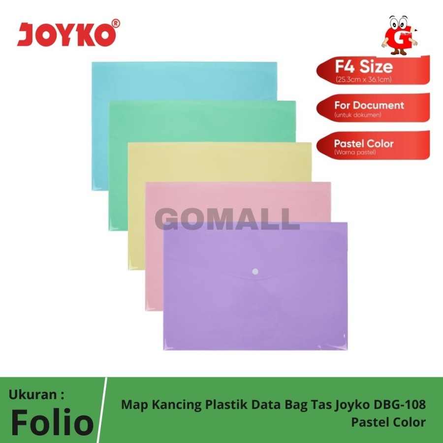 

Map Kancing Plastik Data Bag Tas Joyko DBG-108 Pastel Color