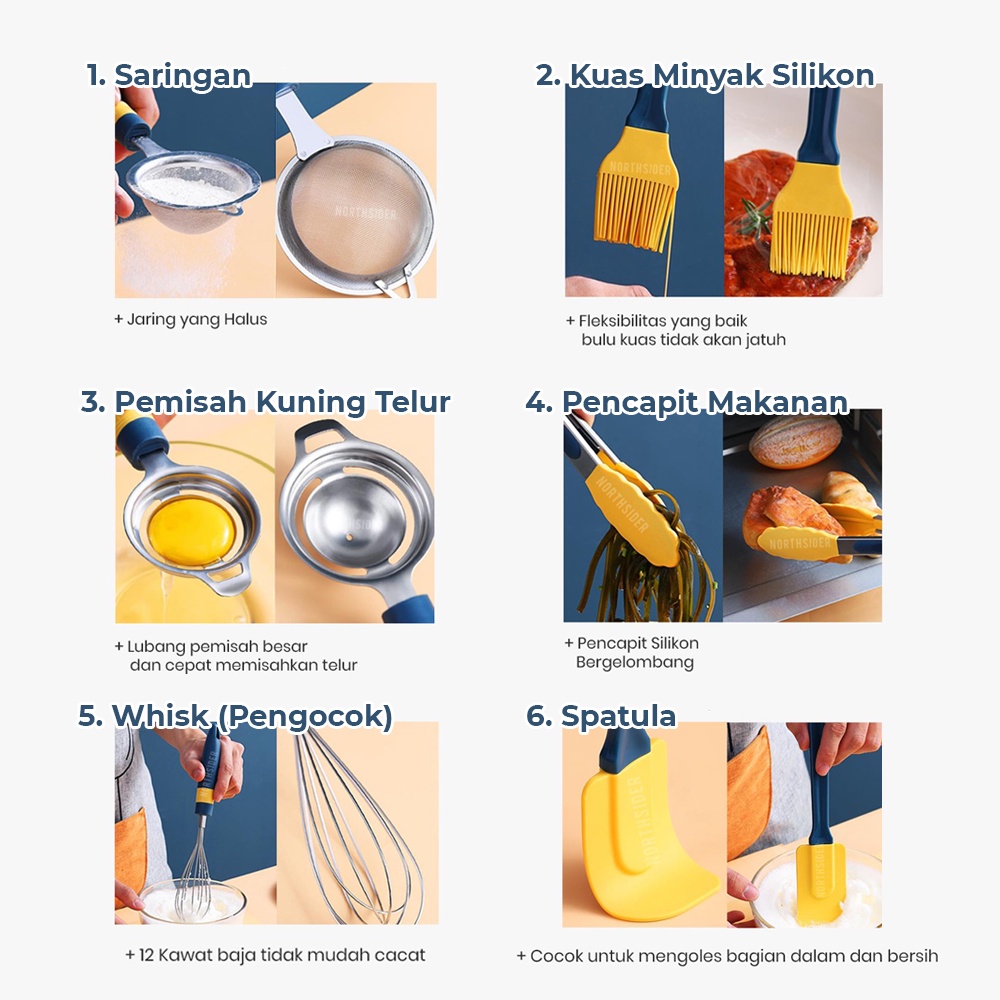 UTENSIL BAKING SET 6 PCS | SPATULA SILIKON PREMIUM ALAT MASAK - A07521