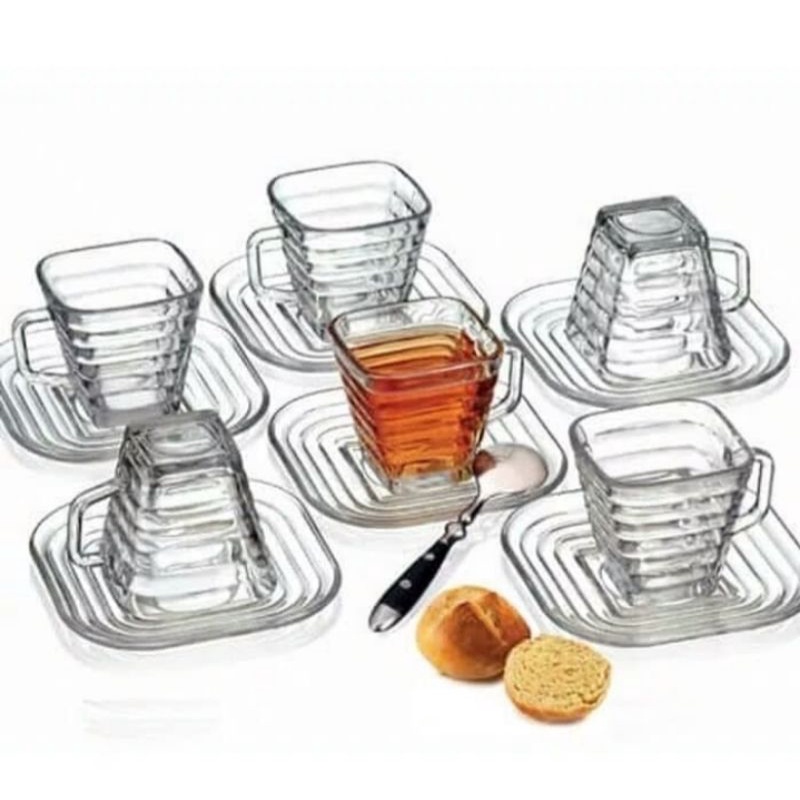 1SET 6PCS CANGKIR DAN PIRING/GELAS TEH/GELAS KOPI/GELAS SOUVENIR