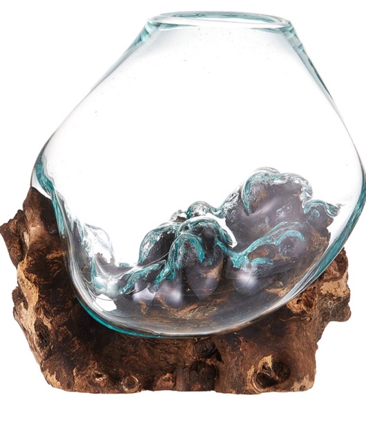AQUARIUM IKAN CUPANG - SIZE XL / AQUARIUM ETNIK /AQUARIUM ALAS KAYU / POT KACA TIUP /GLASS ON WOOD