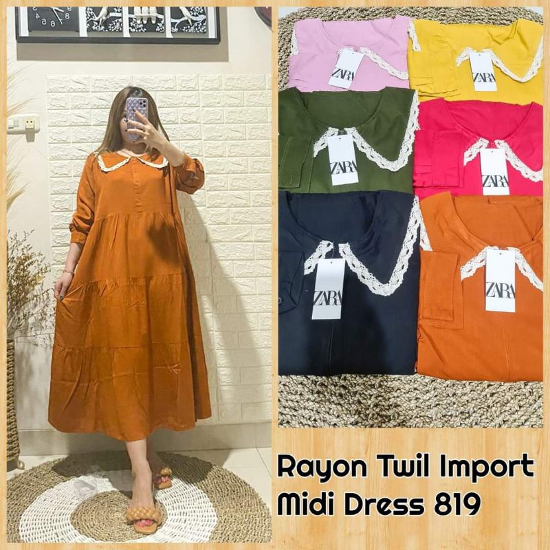 gamis dress Zara list putih