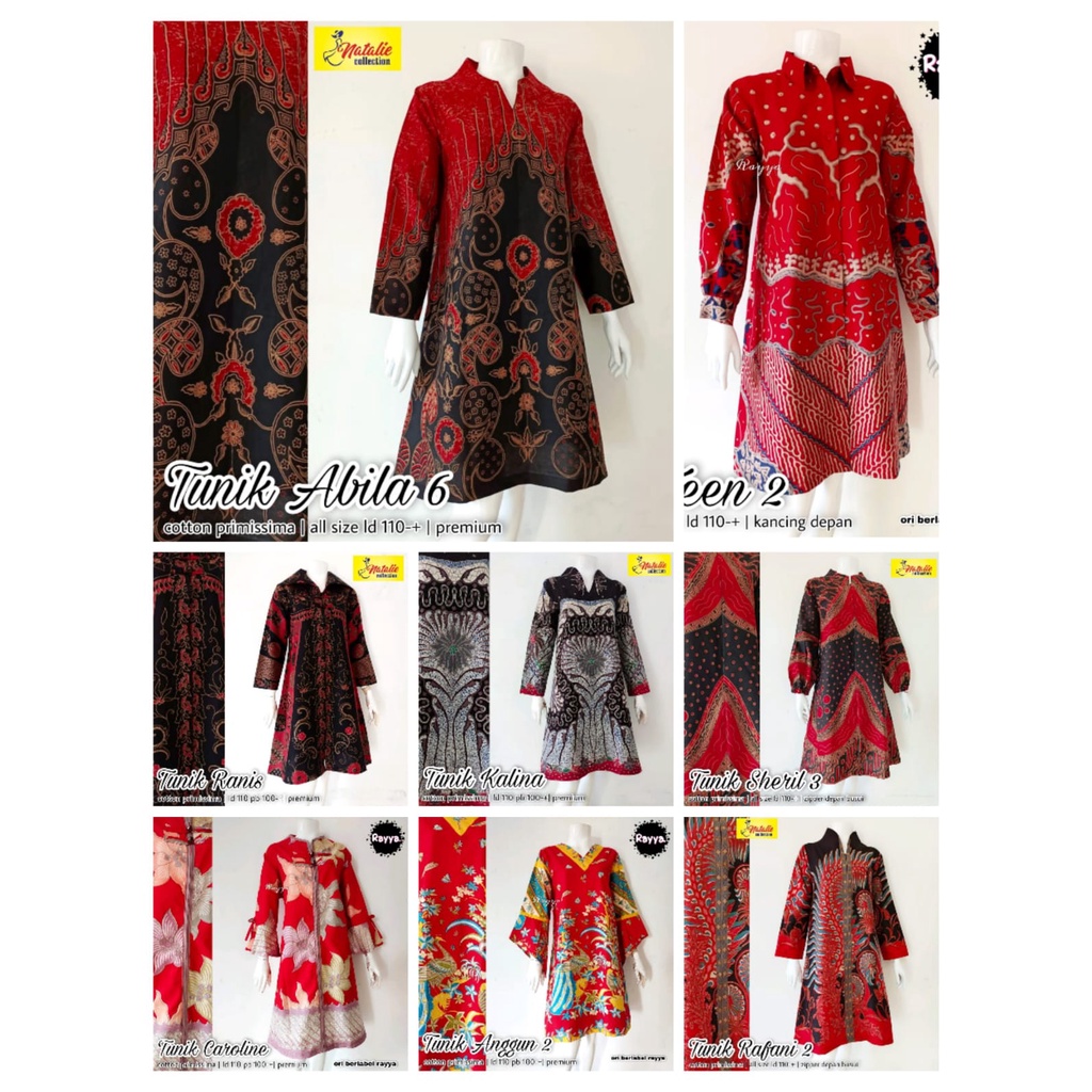 BLUS BATIK WARNA MERAH / KEMEJA BATIK MERAH/ BLUS KERJA WANITA /BLUS KATUN BATIK