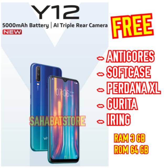 VIVO Y12 RAM 3 GB ROM 64 GB - GARANSI RESMI VIVO INDONESIA