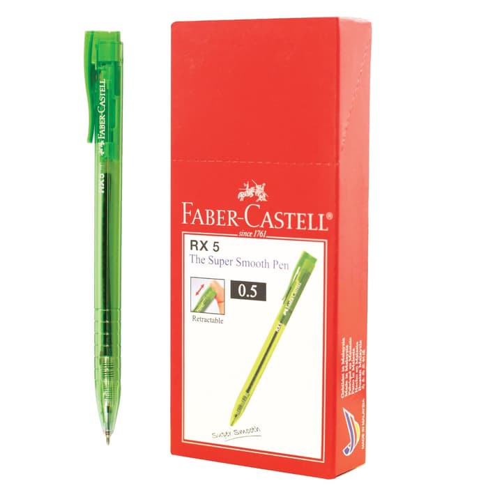 

TERBARU BALLPOINT FABER-CASTELL RX 0.5MM TINTA HITAM, BARREL GREEN-1BOX 10 PCS