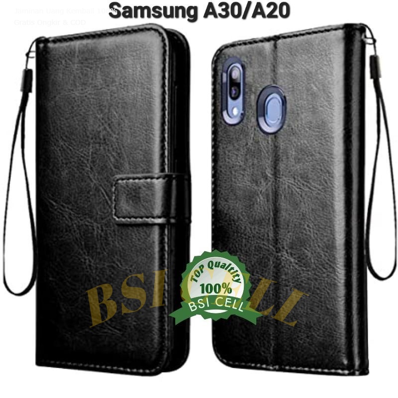 CASE FLIP DOMPET KULIT SAMSUNG A20 A30 LEATHER CASE SARUNG HP DOMPET KULIT FLIP COVER CASE