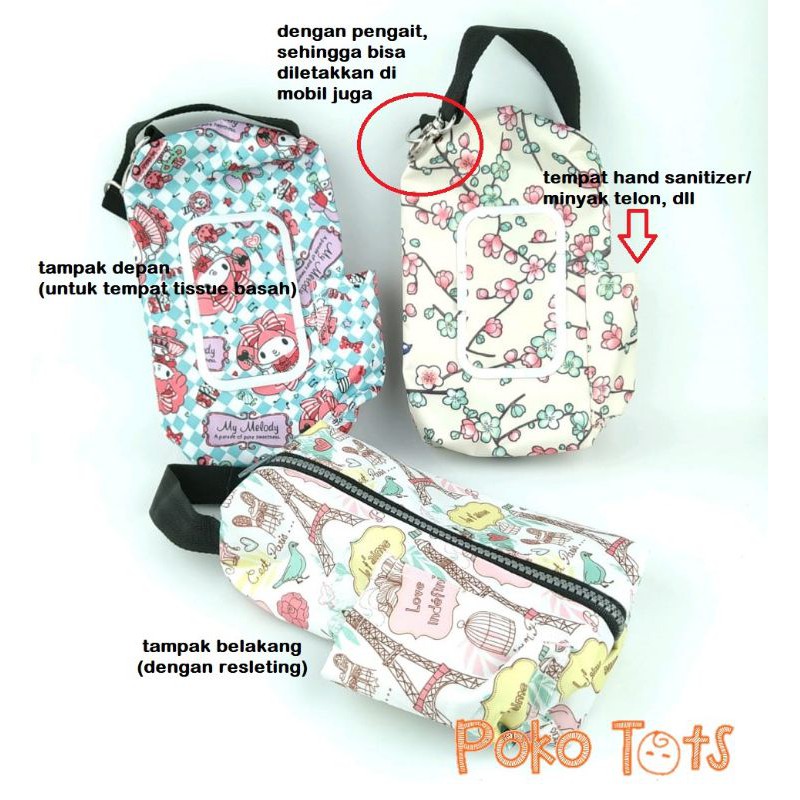 Tempat Tissue Pouch 3in1 Tempat Tisu 3 in 1 Tissu Basah Kering Hand Sanitizer Serbaguna