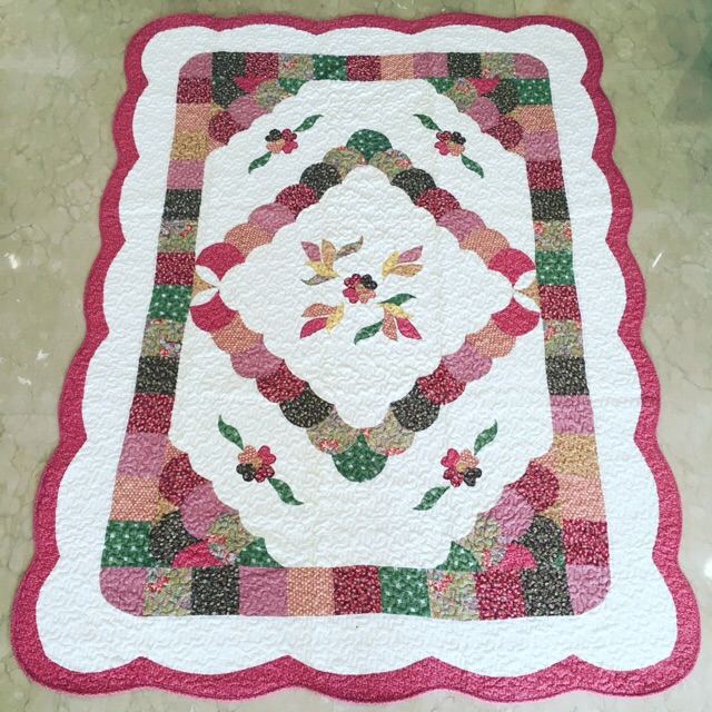 220x150 Shabby Lover Karpet Arisan Anti Slip Quilt Patchwork Rose Bunga