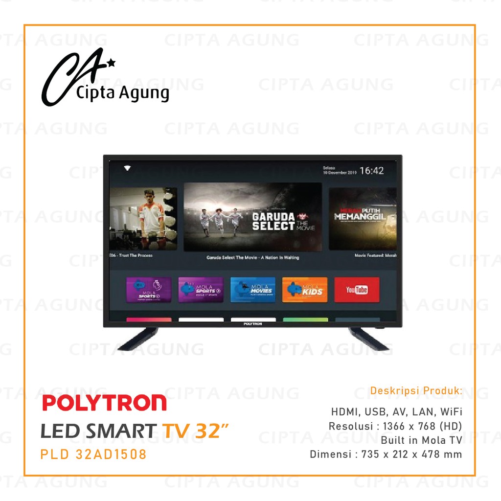LED SMART TV 32" POLYTRON PLD 32AD1508 MOLA TV ANDROID SMART TV 32 INCH [BDG]