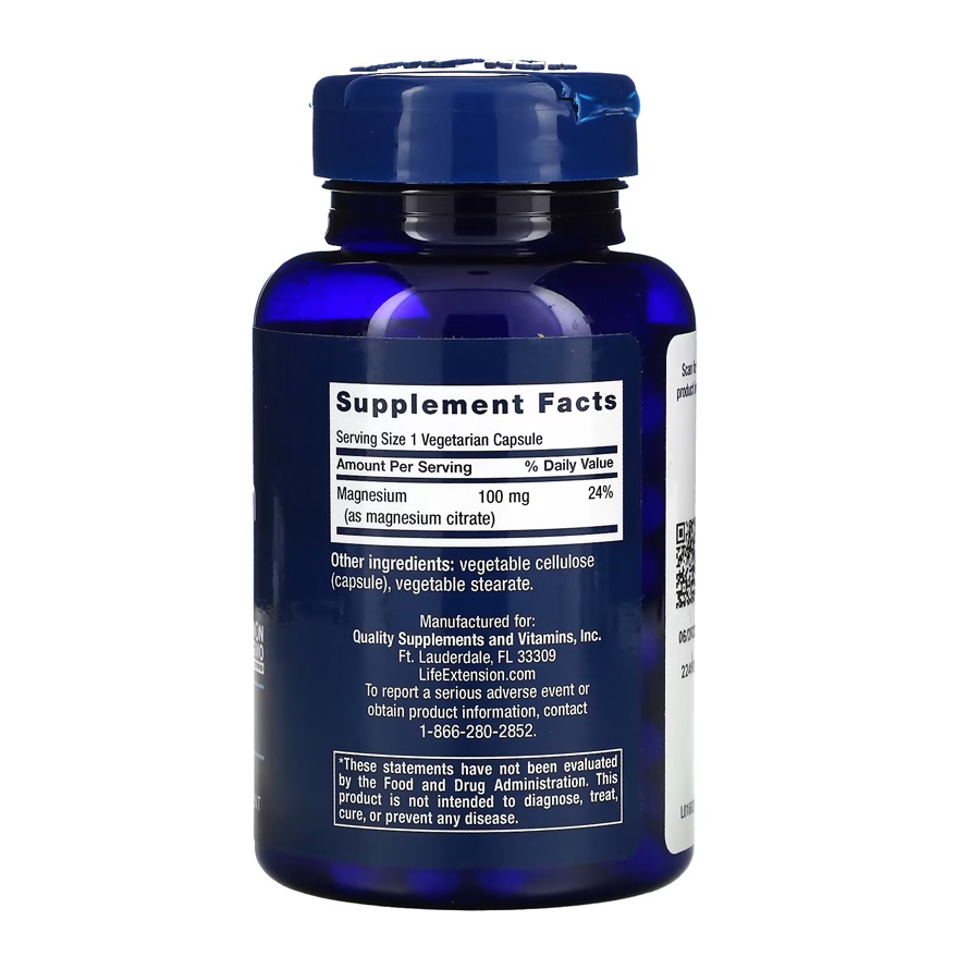 Life Extension Magnesium Citrate 100 mg 100 Veg Life Ext Magnesium ORI USA