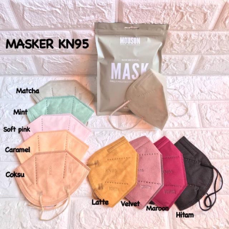 MASKER 5PLY KN95 MOUSON MIX WARNA 1PACK ISI 10PCS / MASKER KN 95 MIX COLOUR RAINBOW MURAH