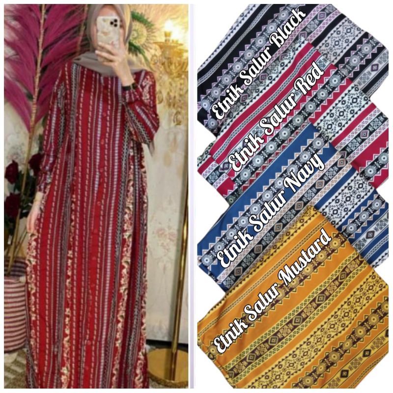 GAMIS HYGET MOTIF ETNIC SALUR || TERBARU || BEST SELLER