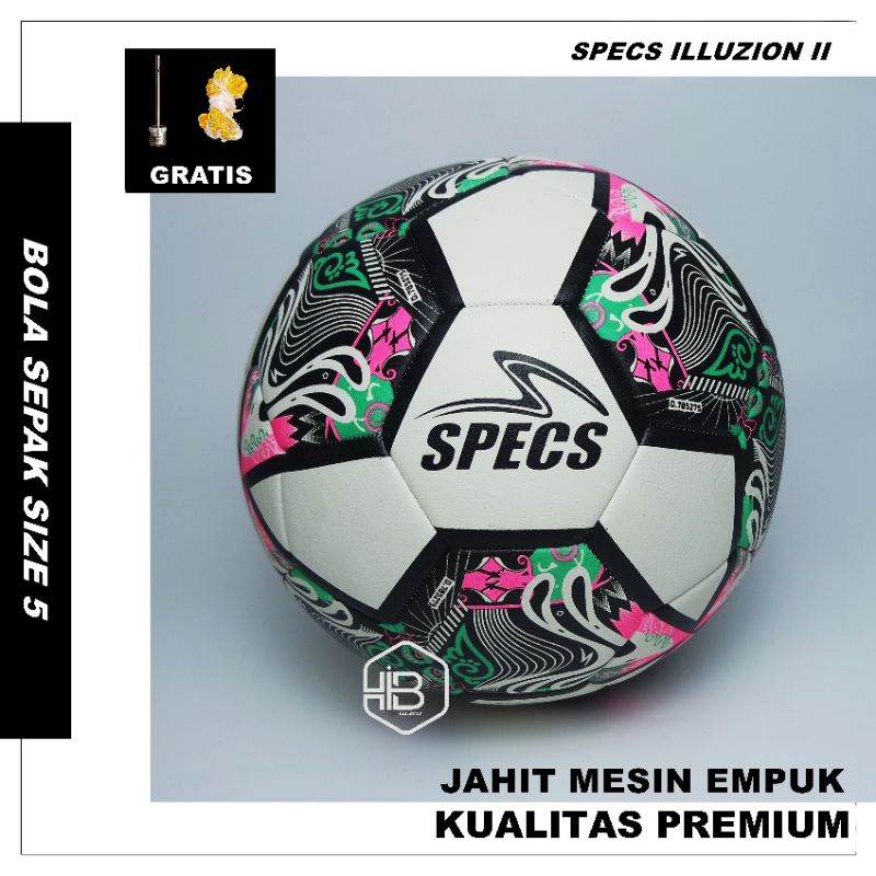 BOLA KAKI / BOLA SEPAK SIZE 5 SPECS ILLUZION II PREMIUM GRATIS PENTIL &amp; JARING (COD)