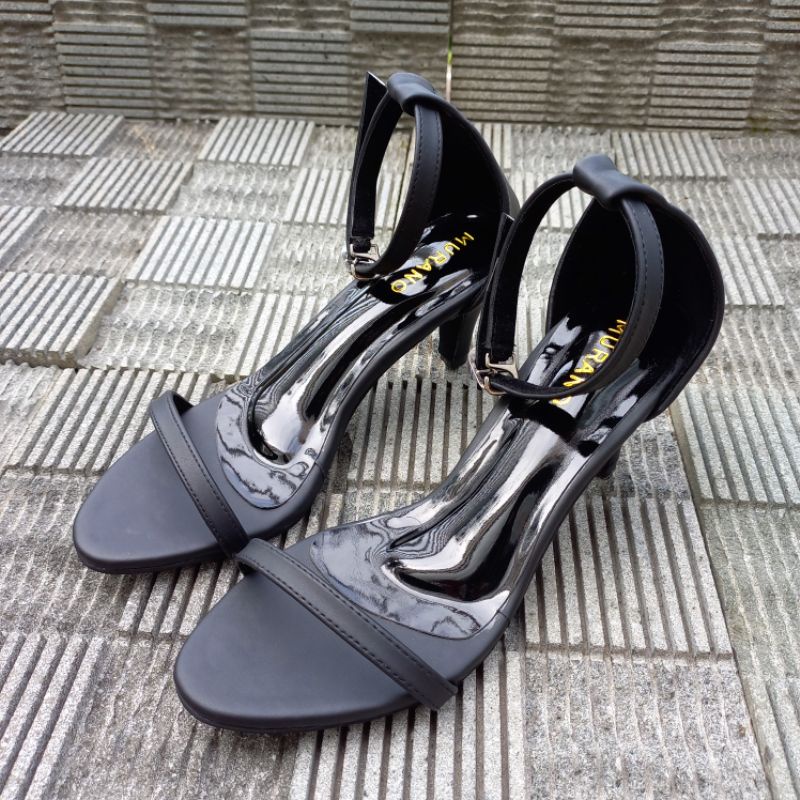 Murano Caroline Black Heels 5 cm Kualitas Premium Size 32-41