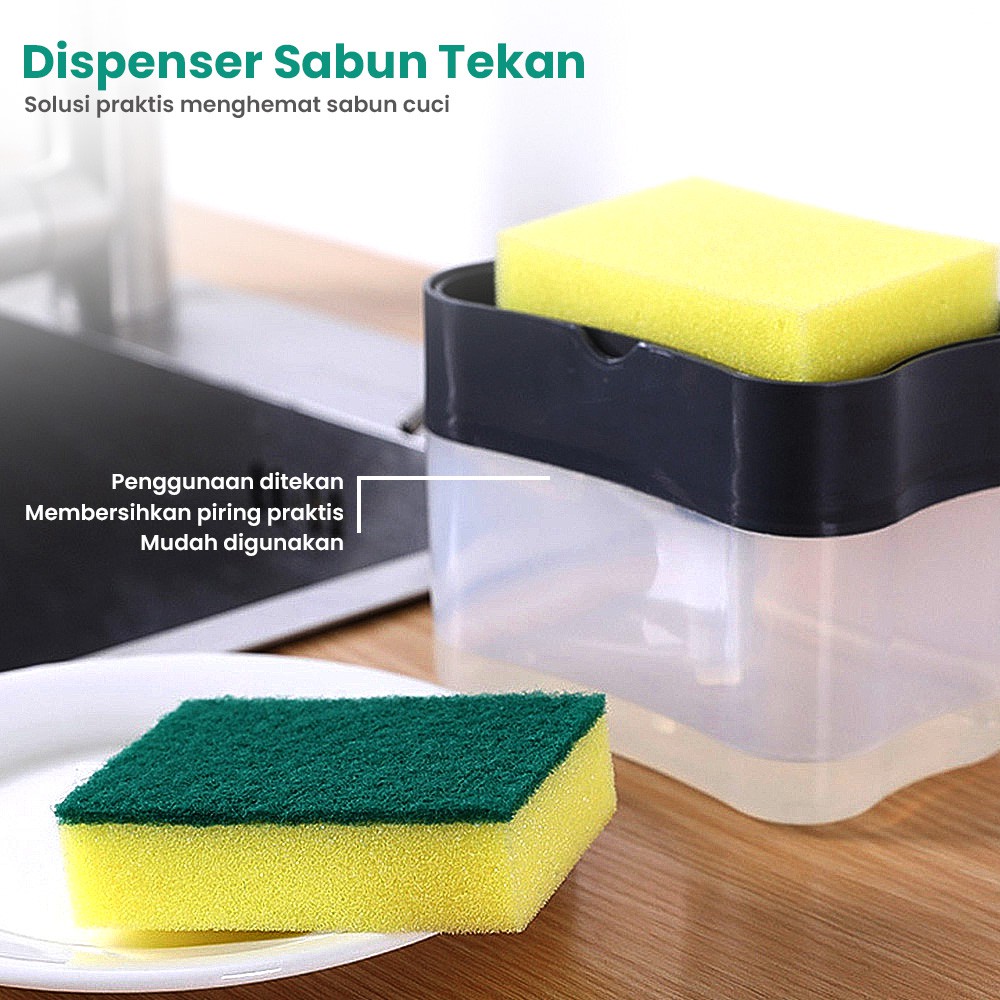 Kitchen Soap Pump Dispenser Sabun Model Tekan dan Free Spons Sabun