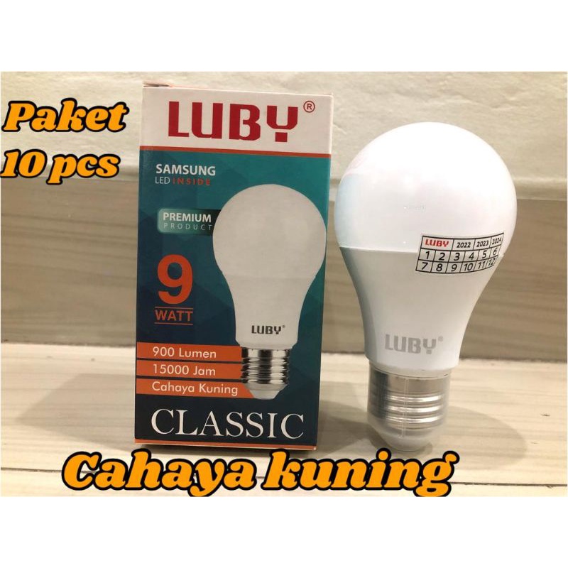 BOHLAM LUBY CAHAYA KUNING PAKET 10 PCS 9 WATT