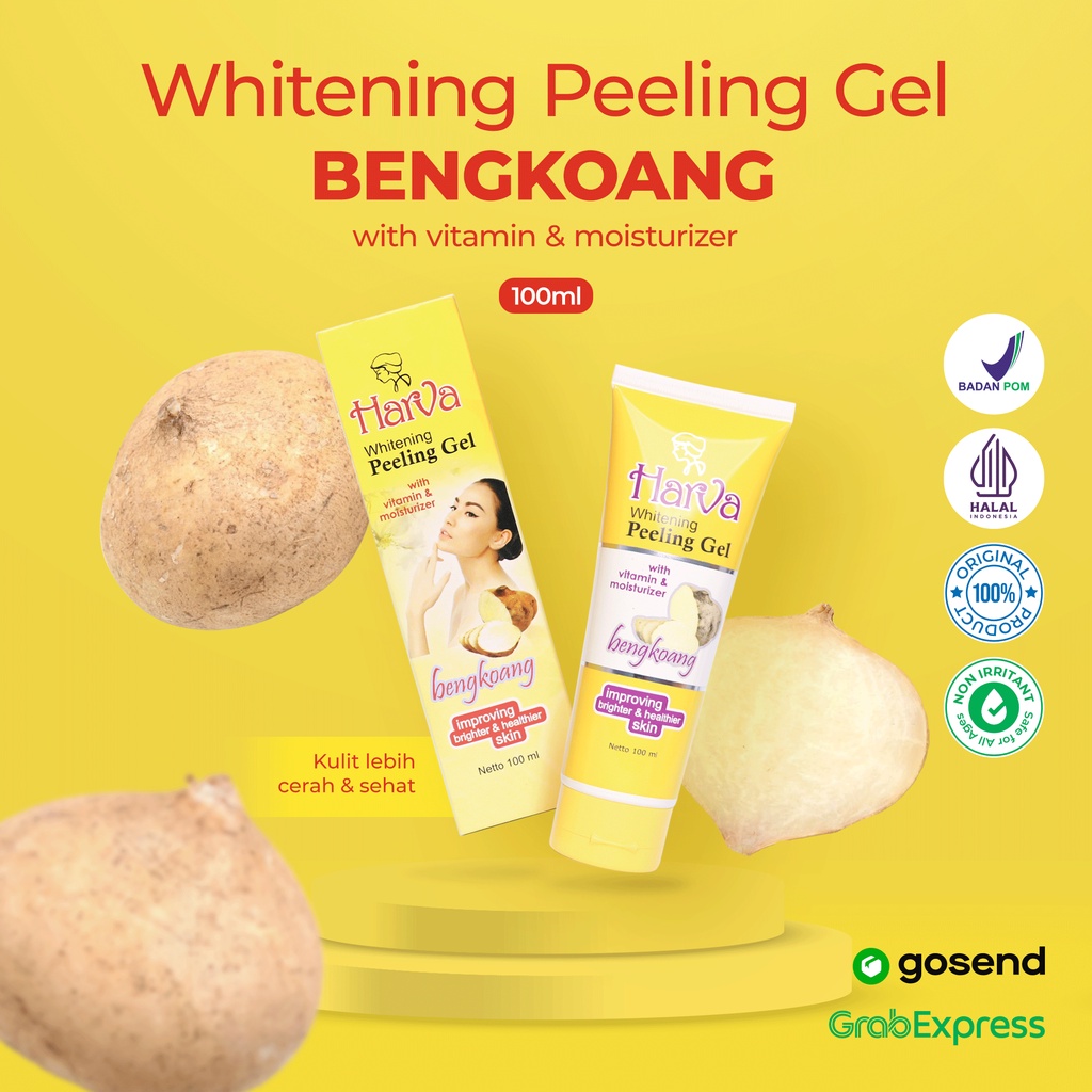 Harva Whitening Peeling Gel - Bengkoang 100ml | Kulit Bersih, Cerah, dan Mulus