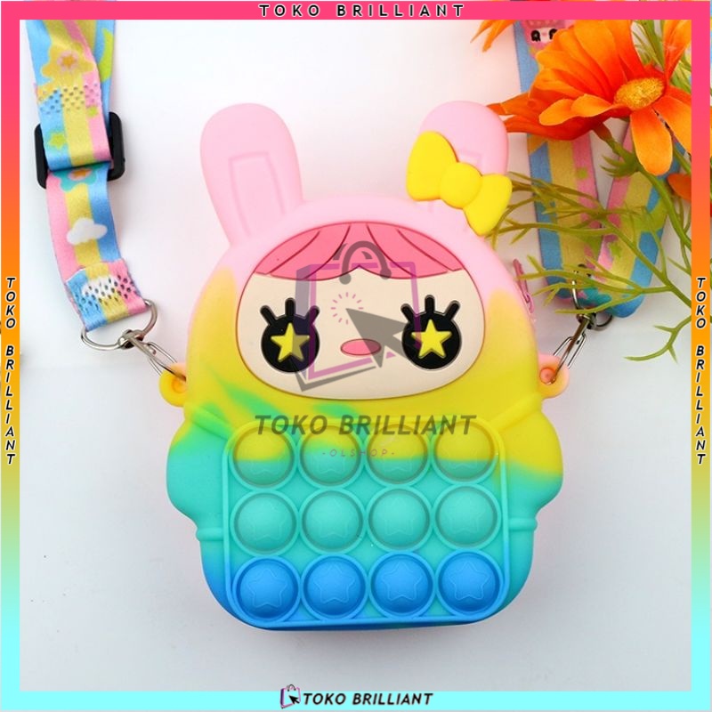 TAS Mainan Squishy Bubble TAS Pop It Bahan Silikon Warna Pelangi Untuk Penghilang Stress Anak / Dewasa [COD]