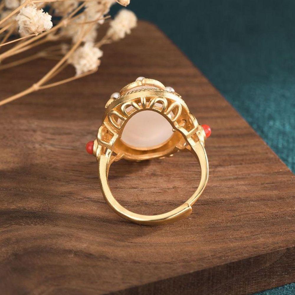 Mxbeauty Cincin Giok Cincin Kawin Elegan Hadiah Sederhana Enamel Perancis Tembaga Permata Cincin Mutiara