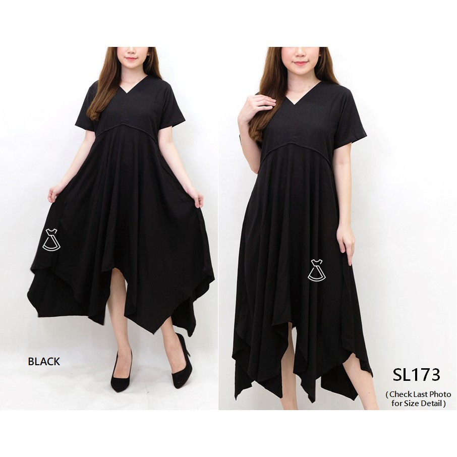 SL173 - Dress Pesta Midi Flare Dress Casual