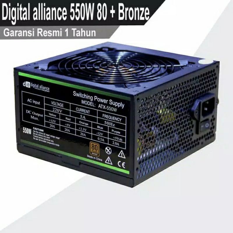 Digital Alliance Power Supply 550Watt 80Plus Bronze / PSU 550w