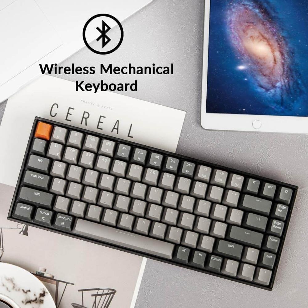 Keychron Wireless Mechanical Keyboard 84 Keys White Backlit Gateron Red Switch - K2-A-V2 - Gray/Red