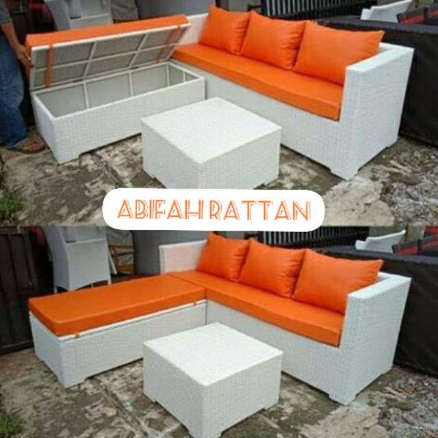 Sofa Sudut 6 Seater Rotan Sintetis