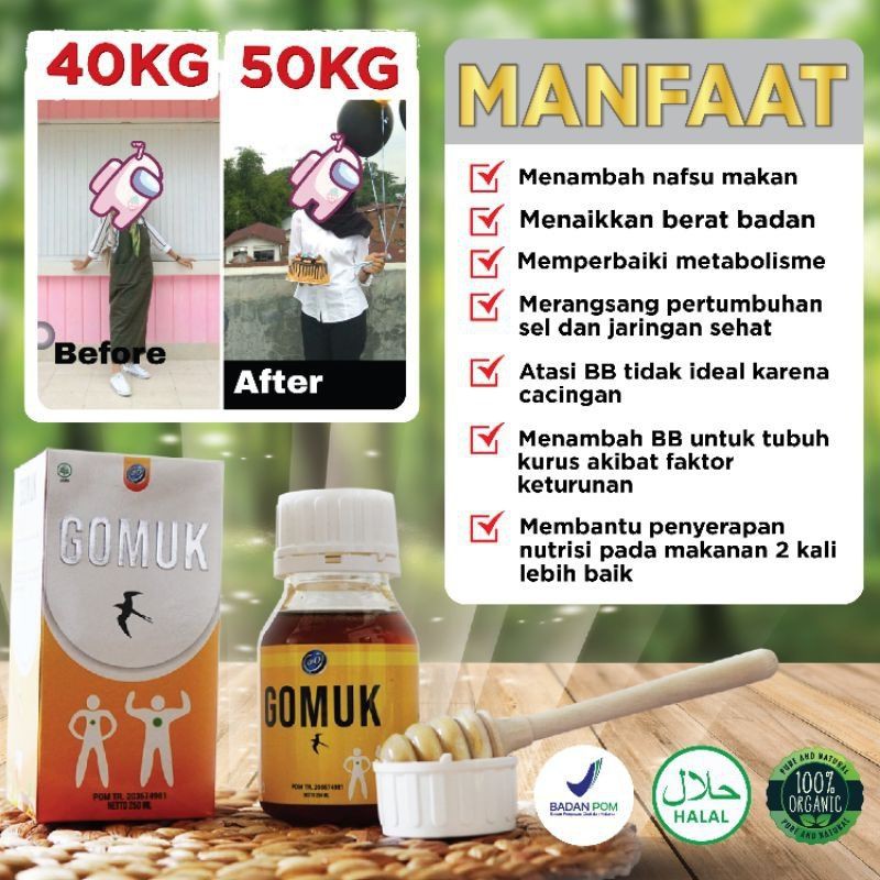 ORGINAL Madu Gemuk Badan II Madu GOMUK 250ml GOMUK ASLI ORIGINAL - MADU PENGGEMUK BADAN - GOMUK MADU PENGGEMUK CEPAT DAN AMPUH BPOM 250ML GOMUK