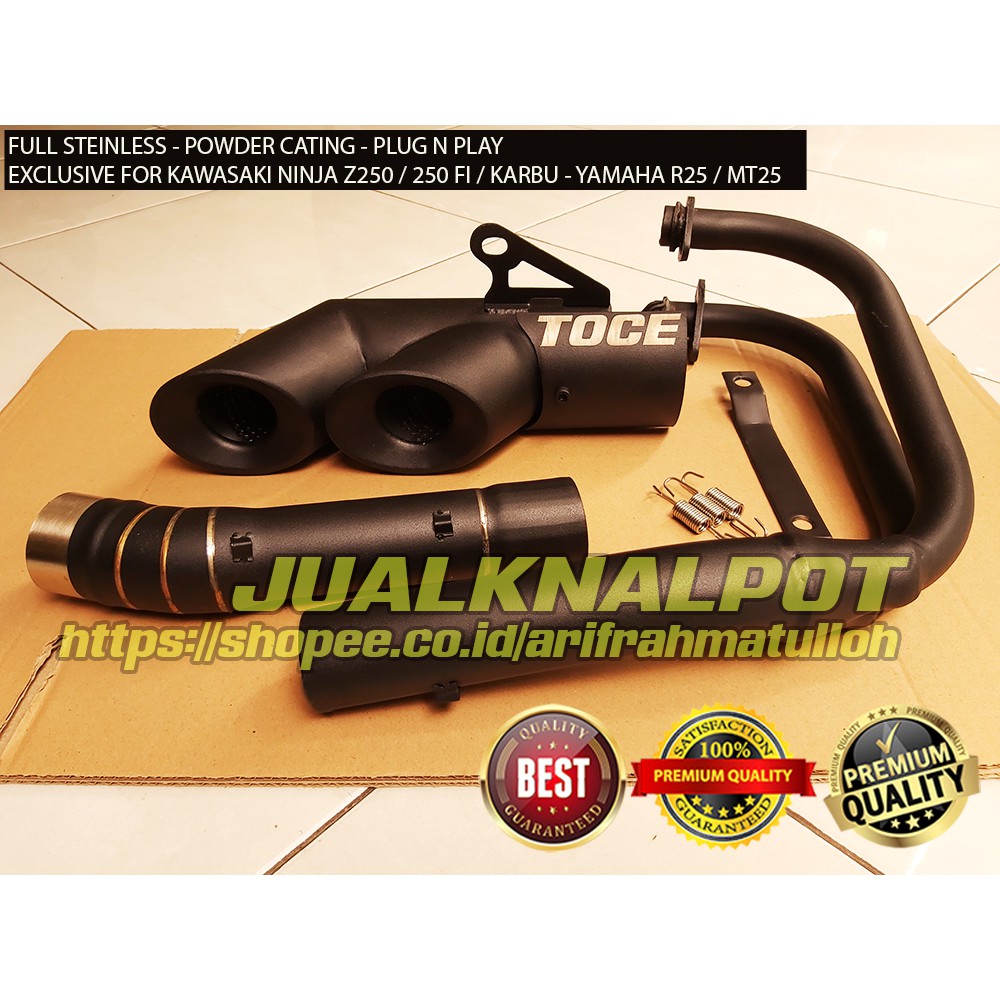 Knalpot Kolong TOCE Blackdoff Underbelly Ninja 250 FI Karbu Z250 R25 MT25 Full System