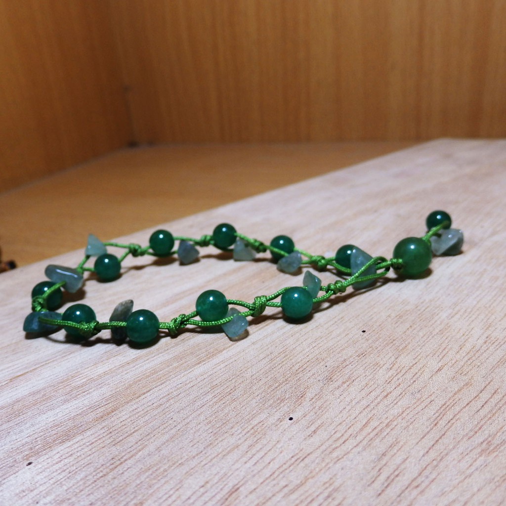 Gelang Handmade Rajarta Kaki Tangan Kenyamanan Batu Giok Aventurine Hijau Muda