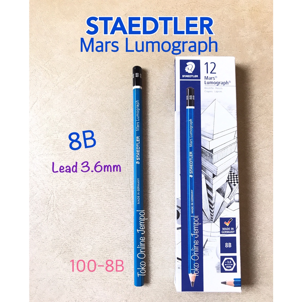 

biru 8B Mars Lumograph 100-8B 103999 Pensil Staedtler Sketch ATK0718ST