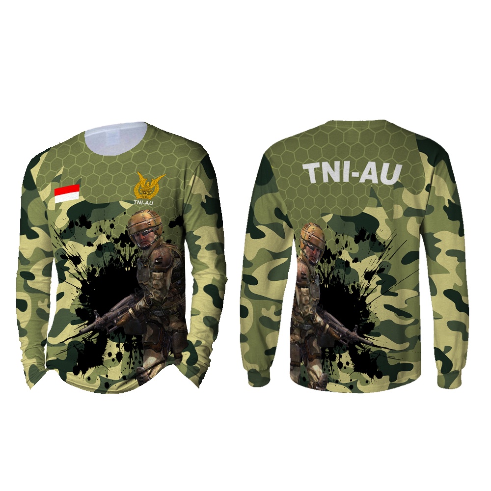 KaosArmy - Kaos TNI-AU Lengan Panjang Pria | Kaos TNI-AU Terbaru | Kaos TNI-AU Full Print