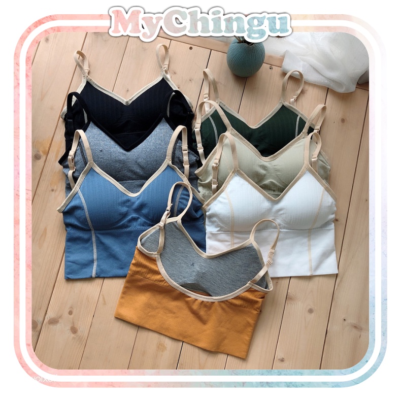 ❀ Chingu ❀ PW109 COD Sport Bra Wanita Seksi Tanpa Kawat Nyaman Olahraga Gym Yoga Bentuk U Tabung Belakang Import