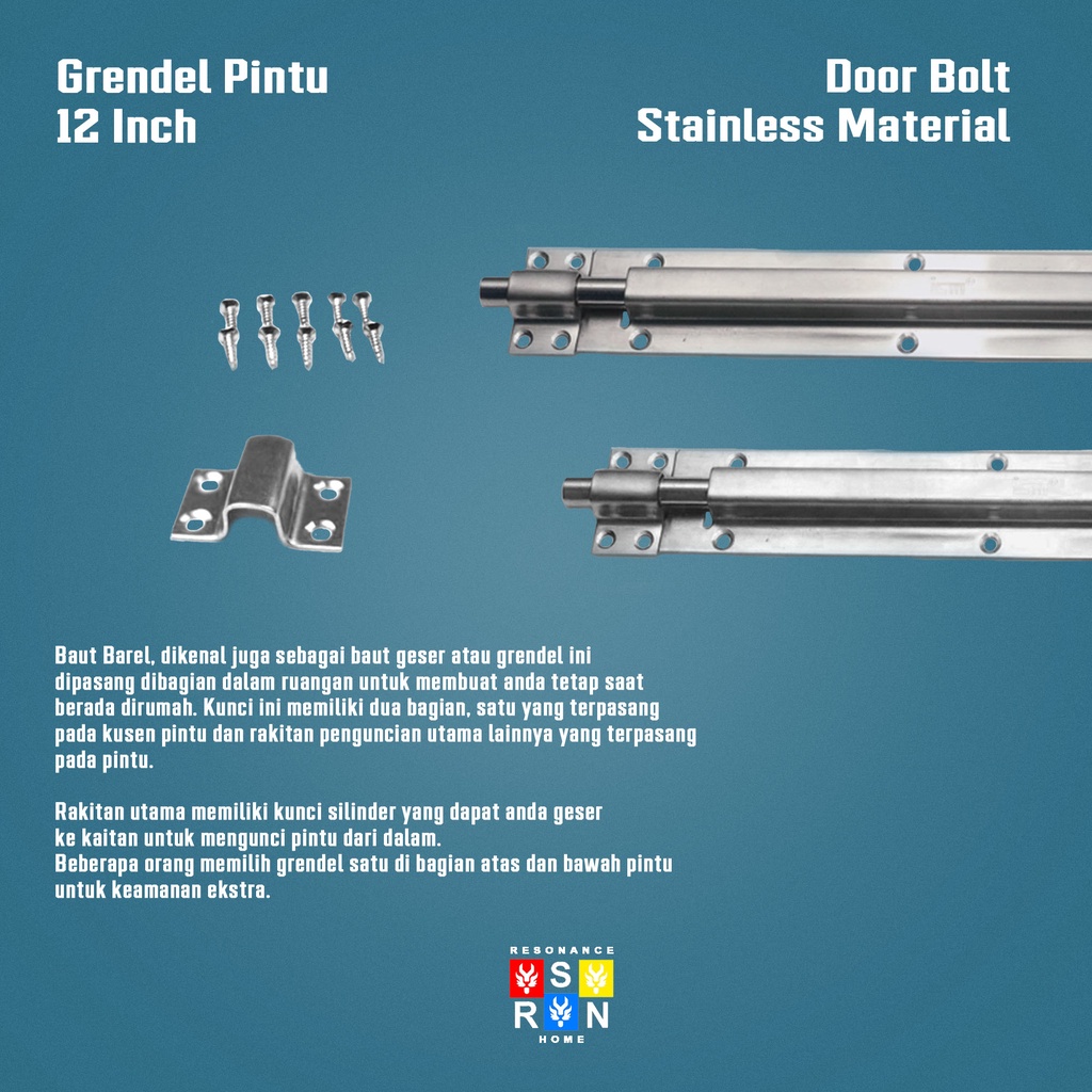 Grendel Slot Pintu Jendela 12 Inch / 30 cm / Kunci Slot Resonance Home