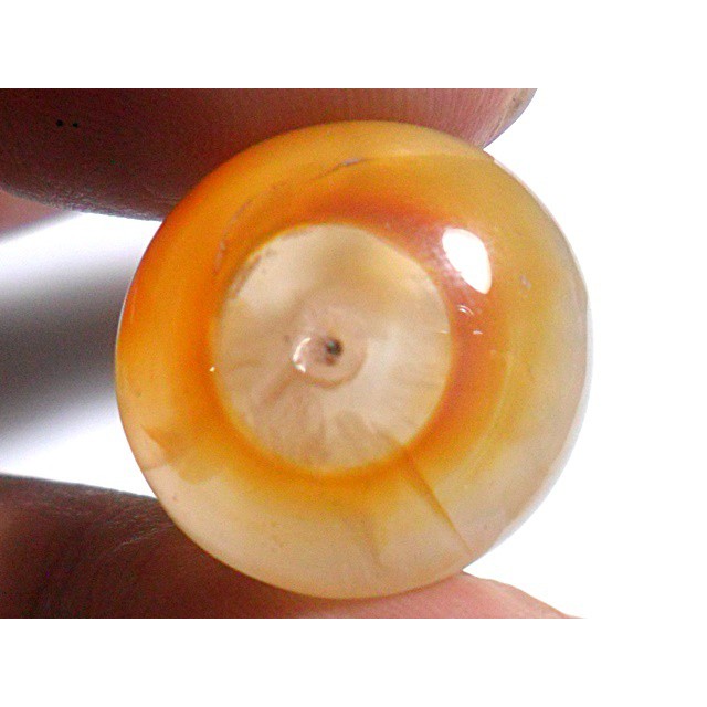 AG111 Round Cabochon 17.15ct 17mm Orange White 'Greek Evil Eye' Picture Agate Natural Lucky Charm
