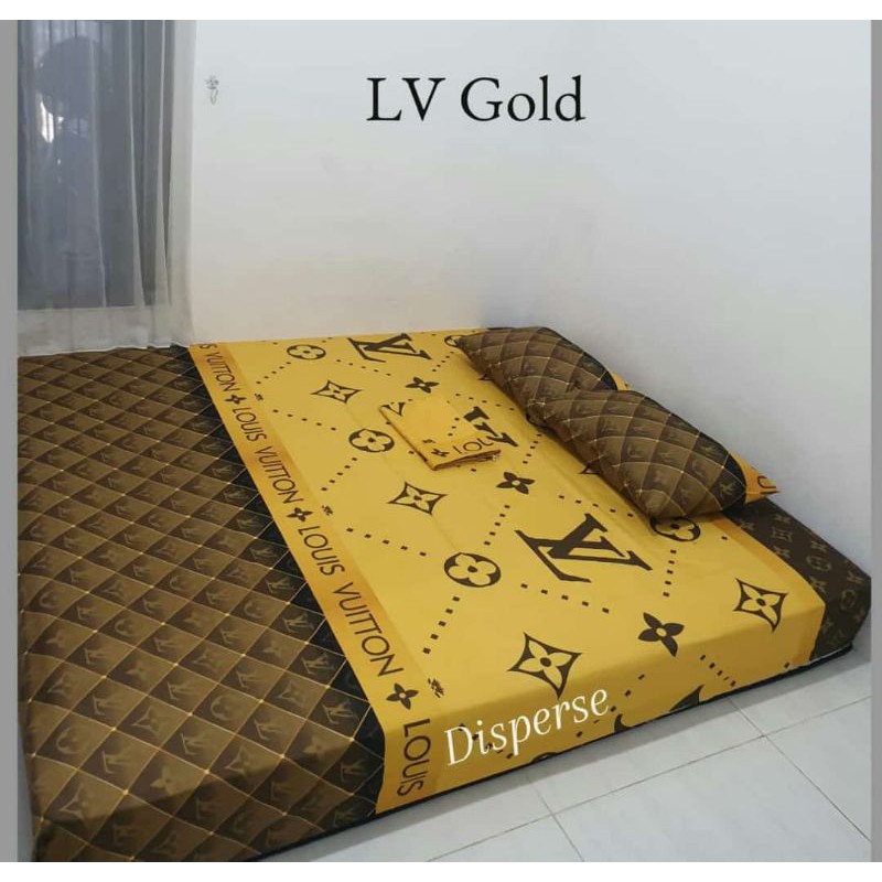 SPREI HOMEMADE MOTIF LV GOLD SIZE 200x200 180x200 160x200 120x200 MURAH COD TERLARIS