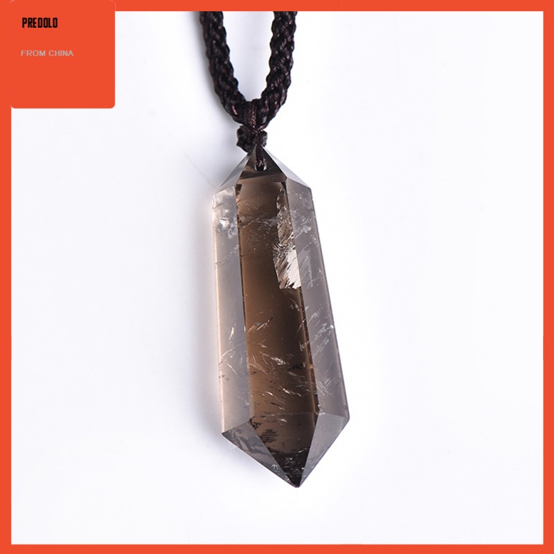 [In Stock] Crystal Pendant Hexagonal Prism Quartz Gemstone Necklace Jewelry Gray