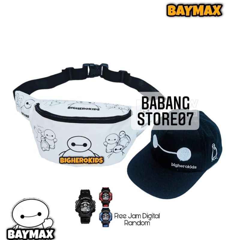 TAS SELEMPANG BAYMAX WAISBAG TOPI HIPHOP BAYMAX FREE JAM